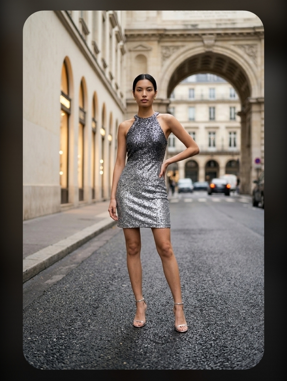 Macy's SLeeveless Sequin Dress in Silver